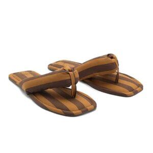 Mango Stripe Puffer Flip Flops - Brown Sz EU40/41-US9/9.5